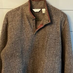 Men's Orvis Tweed Pull Over w/Lether Piping
